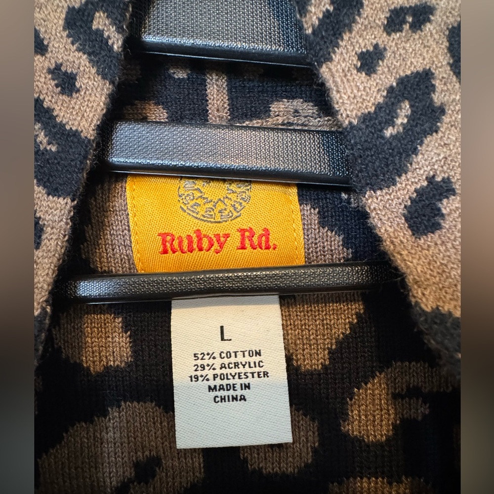 Ruby Rd. Animal Print Cardigan - Picture 3 of 4